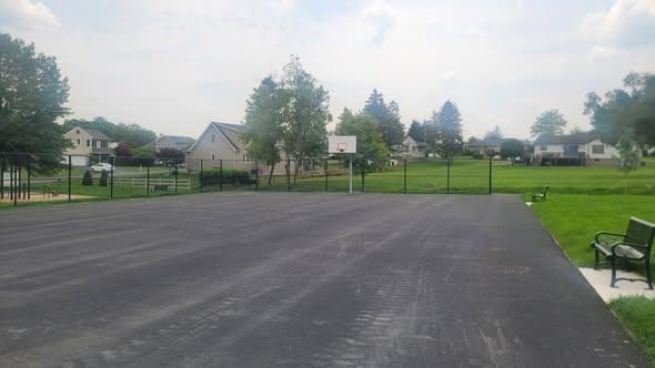 Newly paved basketball court at Dallas Memorial Park