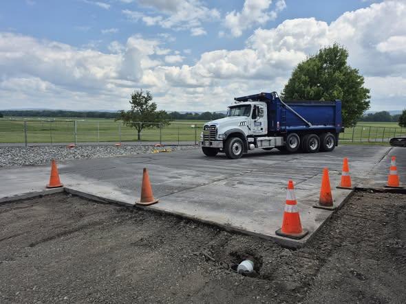 Newly poured concrete pad at Luzerne County Flood Authority