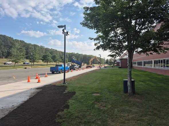 Sitework crew and equipment at Pocono Mountain School District